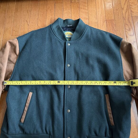 Vintage Cabela’s Varsity Jacket Wool Leather Sleeves Made in Canada 2XL Quilted - Picture 8 of 10